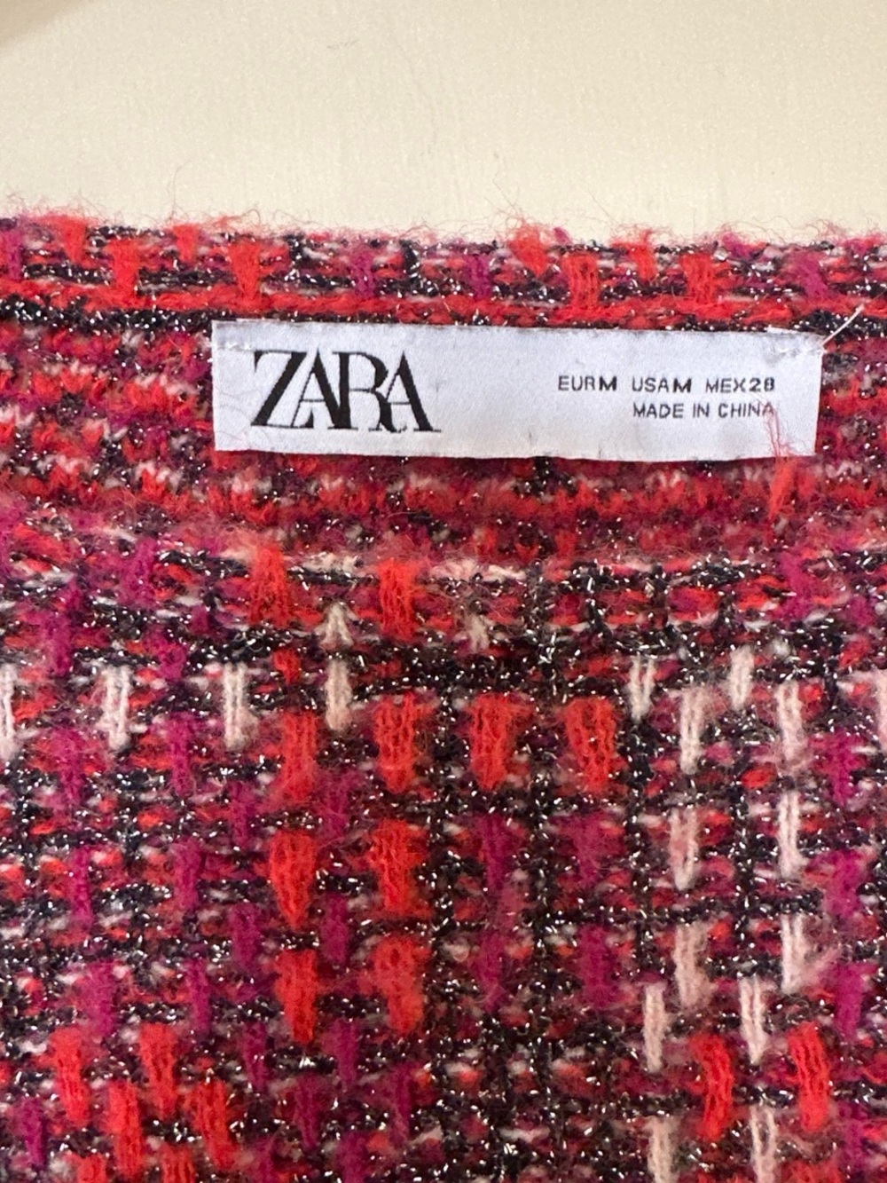 Zara Boucle Ruffle Crop Top Metallic Wool Blend Women’s Sz M